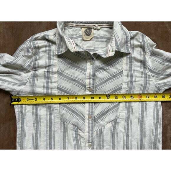 Lilka by  Anthropologie Gray/Cream Striped Button Down Shirt‎ Women’s Size XS - Picture 5 of 6